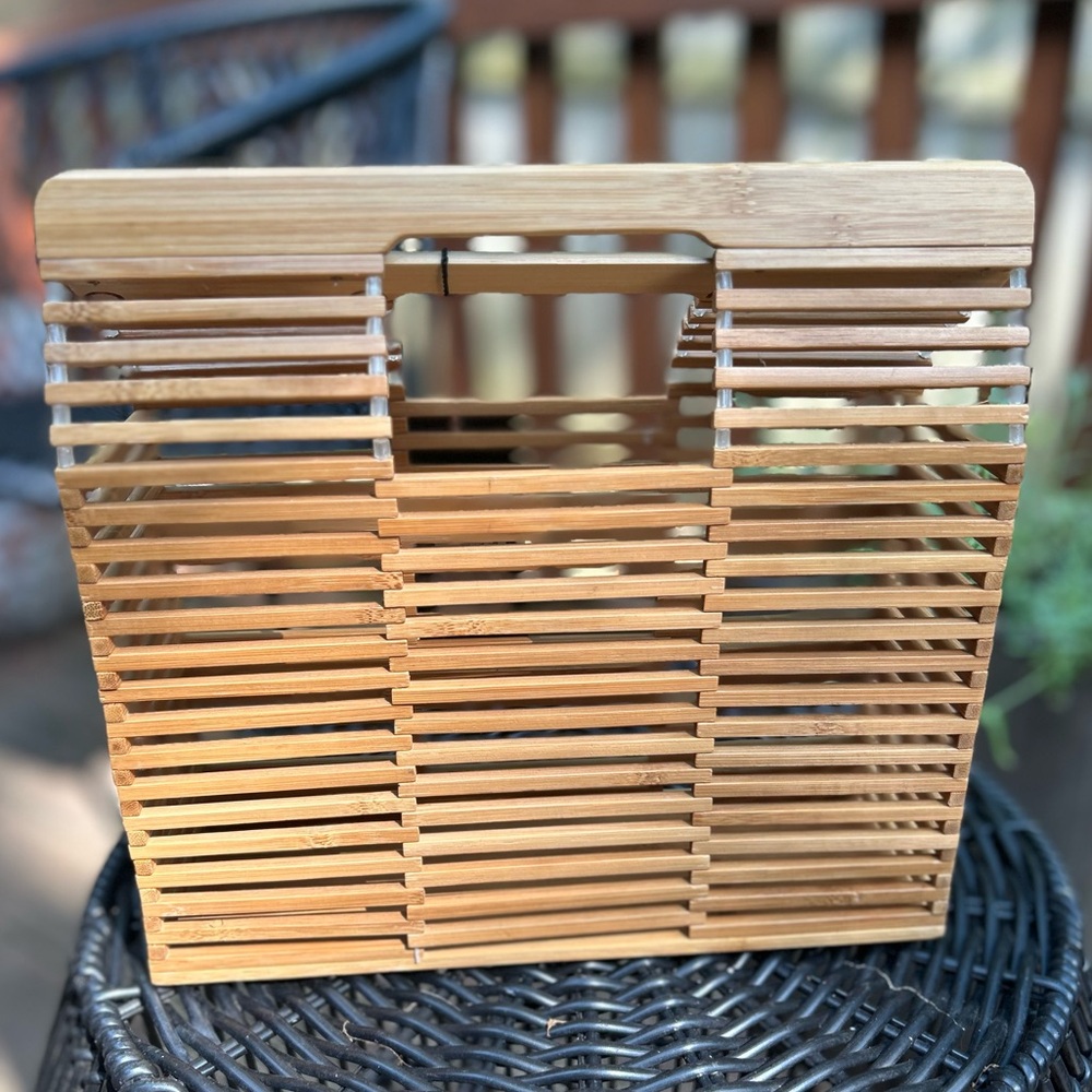 NWT Nasty Gal Square Structural Wood Bag